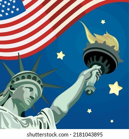 united states independence poster with liberty statue