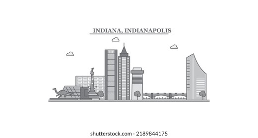 United States, Indianapolis City Skyline Isolated Vector Illustration, Icons