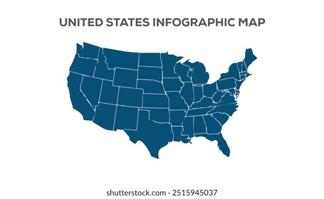 United States Infographic Map, Very high resolution United States map, isolated on white background. Infographic, Flat Earth, Globe similar worldmap icon. annual report, Travel worldwide, map silhouet