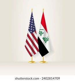 United States and Iraq national flag on a light background. Vector illustration.