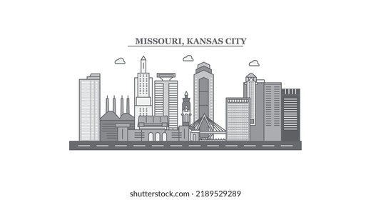 United States, Kansas City City Skyline Isolated Vector Illustration, Icons