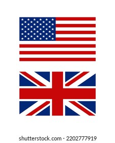 United States and United Kingdom flags illustration