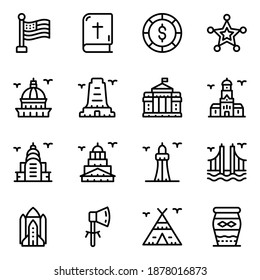 United States Landmarks line Icons 