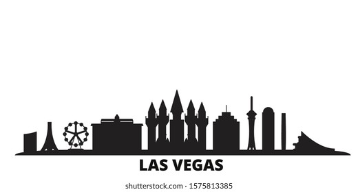 United States, Las Vegas city skyline isolated vector illustration. United States, Las Vegas travel black cityscape