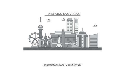 United States, Las Vegas city skyline isolated vector illustration, icons