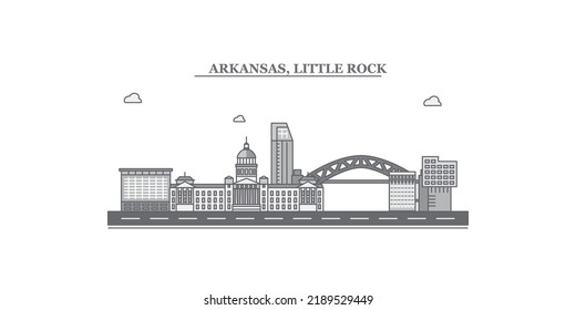 United States, Little Rock City Skyline Isolated Vector Illustration, Icons