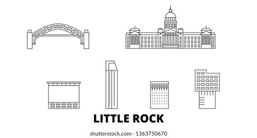 United States, Little Rock line travel skyline set. United States, Little Rock outline city vector illustration, symbol, travel sights, landmarks.