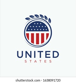 United States Logo Design Vector Stock . Made in usa Logo american flag . USA logo . American Flag Logo