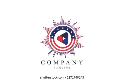 United States logo design vector template white background. Made in USA flag round icon. USA logo. American flag creative design logo.