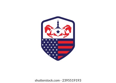 United States Logo Design Vector Stock . Made in usa Logo american flag . USA logo . American Flag Logo Patriot shield icon Vector illustration.