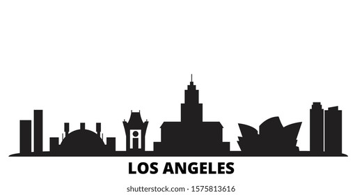 United States, Los Angeles City city skyline isolated vector illustration. United States, Los Angeles City travel black cityscape