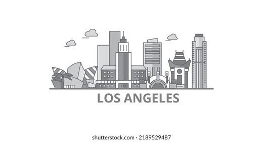 United States, Los Angeles City city skyline isolated vector illustration, icons