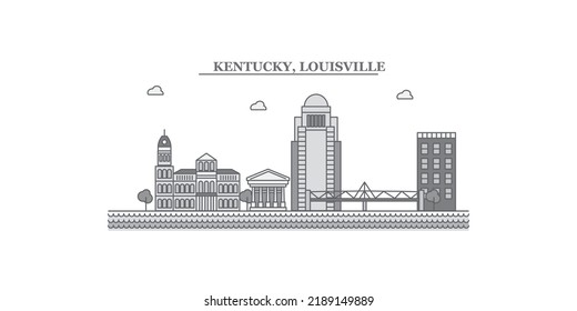 United States, Louisville City Skyline Isolated Vector Illustration, Icons