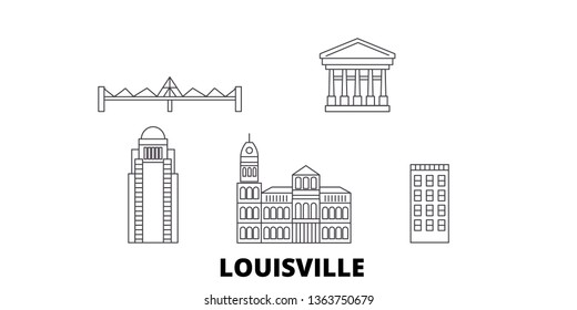 United States, Louisville line travel skyline set. United States, Louisville outline city vector illustration, symbol, travel sights, landmarks.