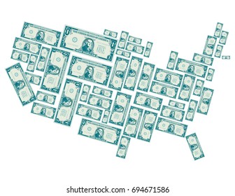 The United States made out of one dollar bills