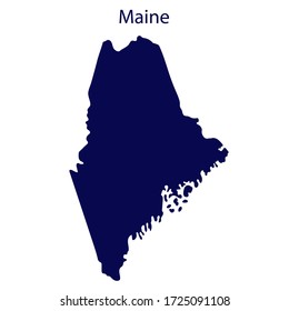 United States Maine. Dark blue silhouette of the state