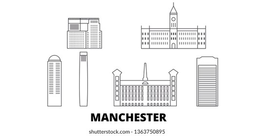United States, Manchester line travel skyline set. United States, Manchester outline city vector illustration, symbol, travel sights, landmarks.