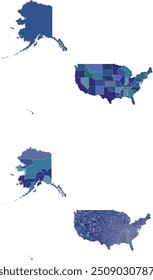 Mapa de los ESTADOS UNIDOS con sus divisiones administrativas y regiones