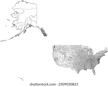 UNITED STATES map with its administrative divisions and regions