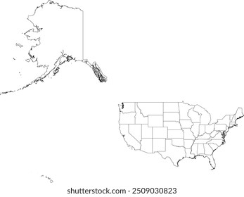 UNITED STATES map with its administrative divisions and regions