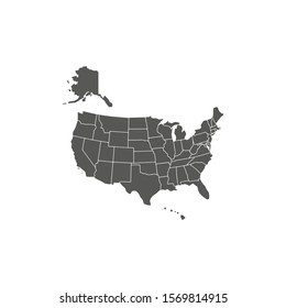 United States Map, states border map. Vector illustration.