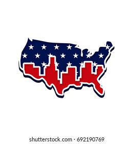 united states map and building vector logo