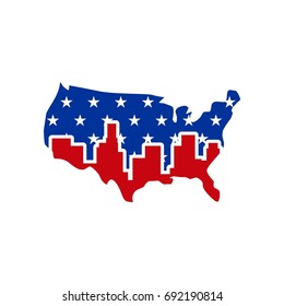 united states map and building vector logo