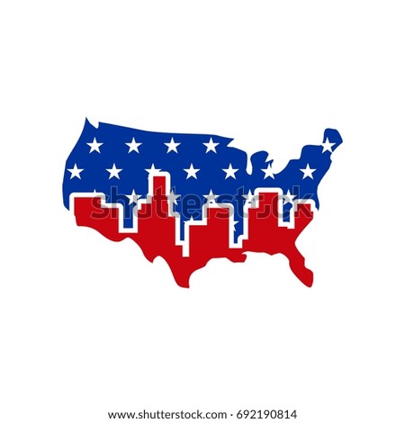 united states map and building vector logo