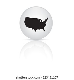 United States map button on white background.