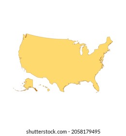 United States map color line element. Border of the country. UI UX GUI design element. Editable stroke.