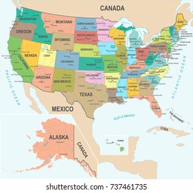 United States Map - Detailed Vector Illustration