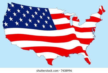 United States Map with Flag