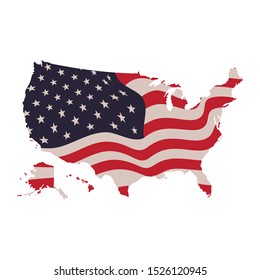 united states map with flag icon vector illustration design