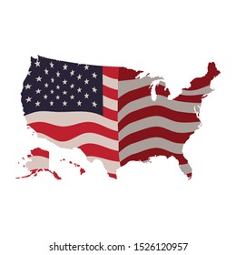 united states map with flag icon vector illustration design