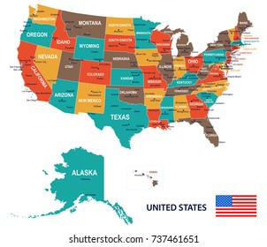 United States - map and flag illustration svg