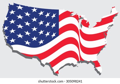 United states map with the flag inside.