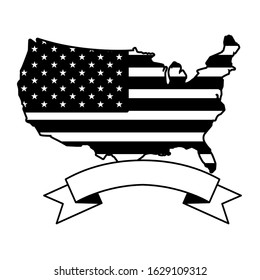 united states map with flag on white background vector illustration design