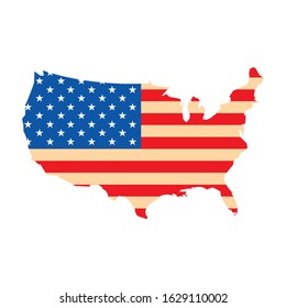 united states map with flag on white background vector illustration design