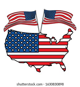 united states map with flag on white background vector illustration design