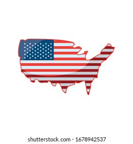 mapa de estados unidos con indicador en diseño de ilustración vectorial de fondo blanco
