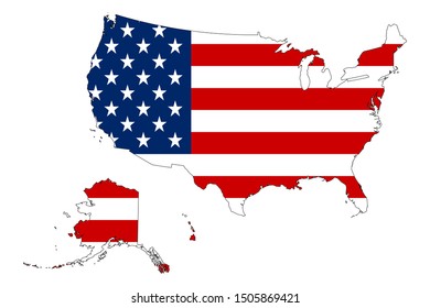 United states map with flag vector - Flag map.Perfect for presentations or backgrounds.