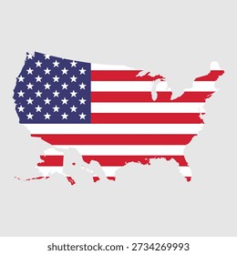 United States Map Flag Vector Flag Map of United States