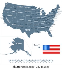 United States map and flag - vector illustration