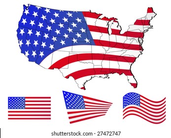 united states map with flags