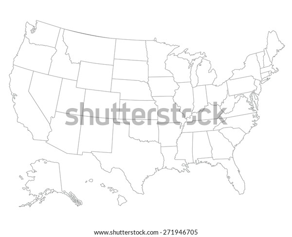 United States Map High Detailed Border Stock Vector (Royalty Free ...