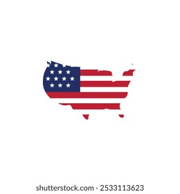 United states map icon with the flag inside colored