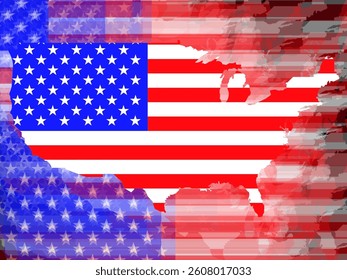 United states map icon with the flag inside isolated on white background. Vector illustration