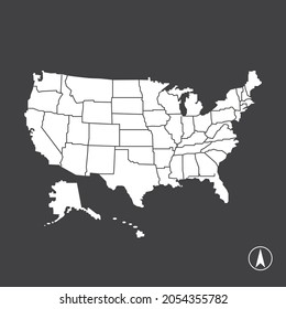 Diseño de símbolos de la ilustración del vector del mapa de Estados Unidos.