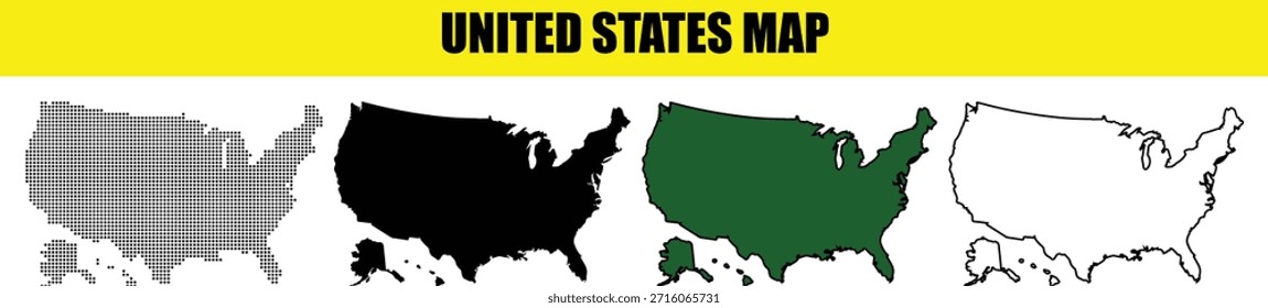 Ilustraciones de mapas de Estados Unidos en diferentes colores y estilos