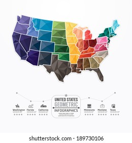 United states Map Infographic Template geometric concept banner. vector illustration